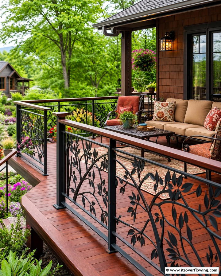 Functional Artistic Blends - 30 Modern Metal Deck Railing Ideas for Stylish Outdoor Spaces