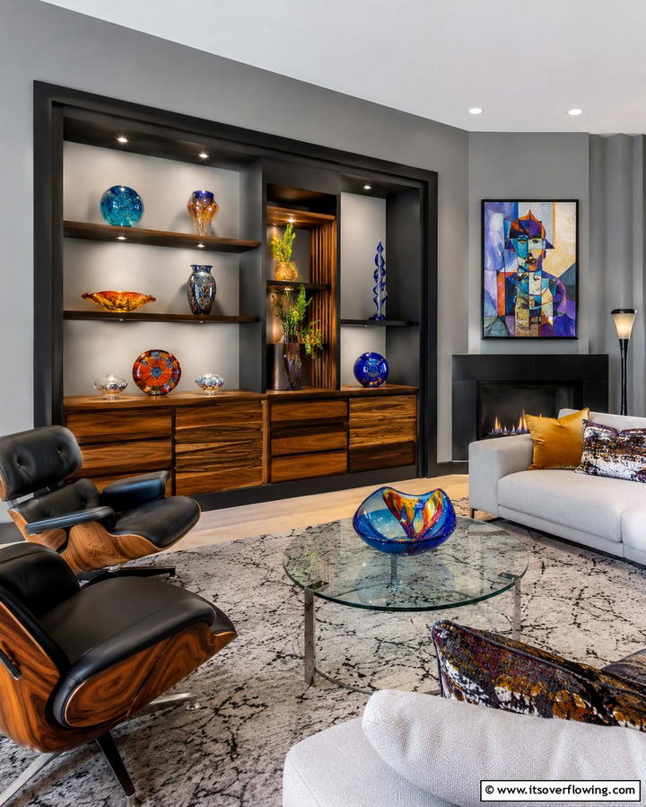 Functional Artistry - 30 Living Room Grey Walls & Black Trim- Bold Contrast Ideas