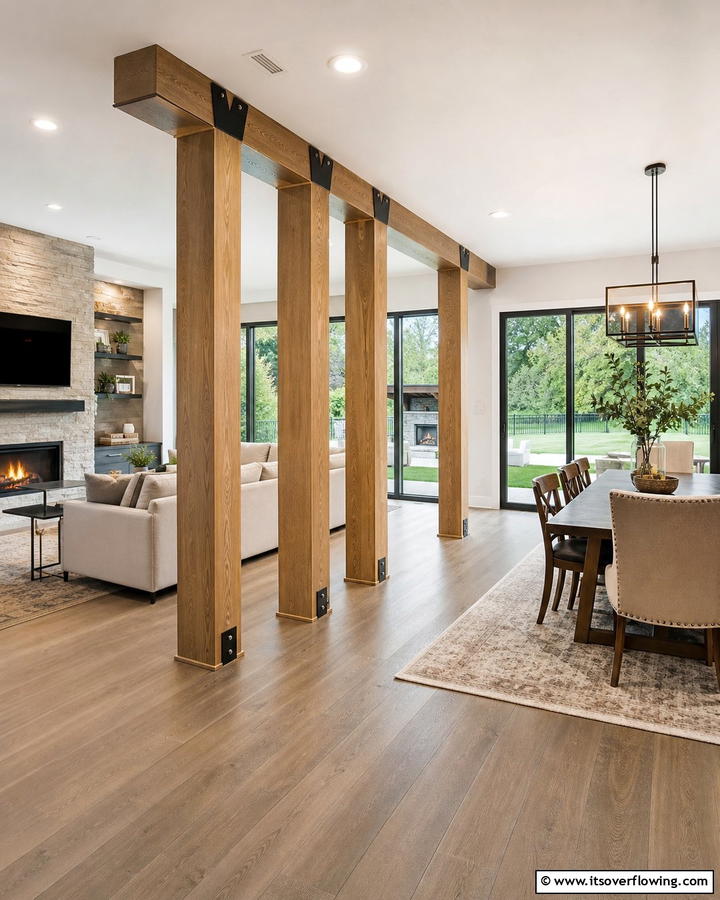 Functional Beam Dividers - 21 Decorative Ceiling Beam Ideas for Rustic Charm