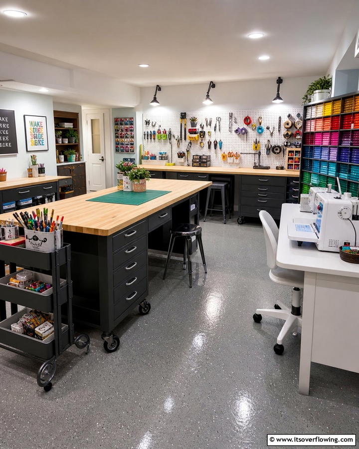 Functional Craft Workshop - 21 Basement Ideas to Transform Your Underutilized Space