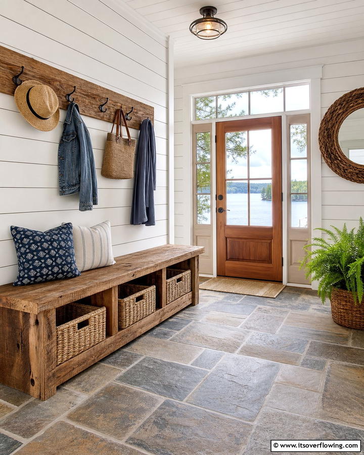 Functional Entryway Designs - 21 Lake House Decorating Ideas for Serene Waterfront Vibes