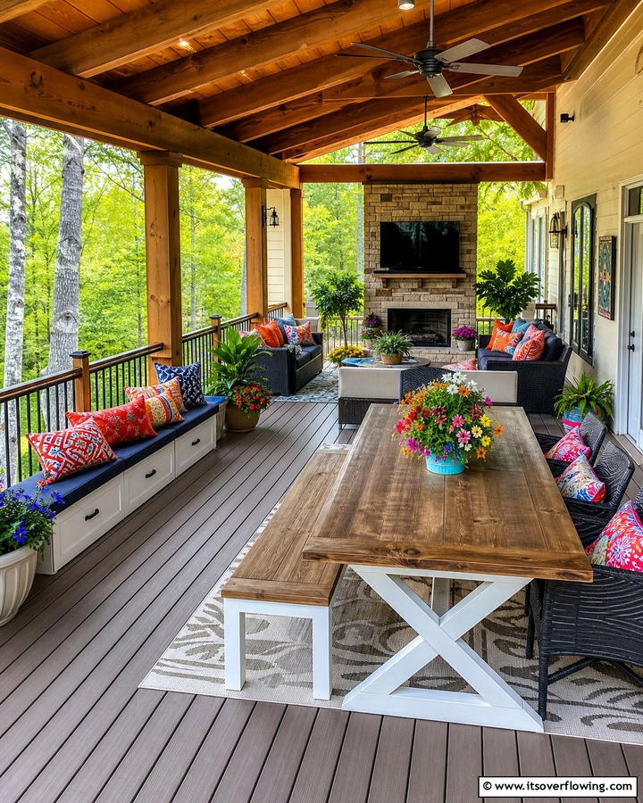 Functional Family Gathering - 21 Covered Porch Ideas for Year-Round Outdoor Comfort