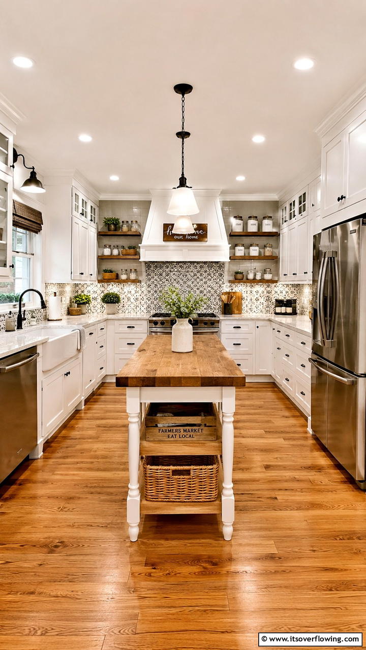 Functional Farmhouse Layout - 30 Cabin Kitchen Ideas- Rustic and Cozy Cooking Spaces