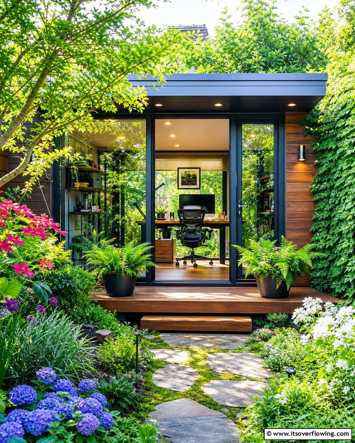 Functional Garden Office - 21 Outdoor Living Space Ideas to Transform Your Yard