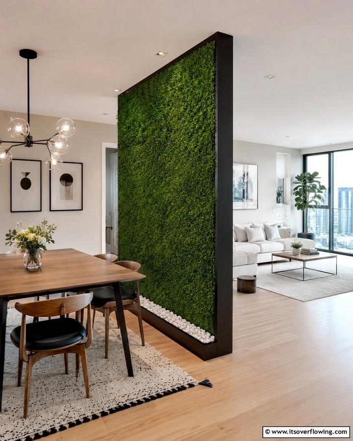 Functional Green Divider - 30 Artificial Grass Wall Design Ideas for Urban Oasis