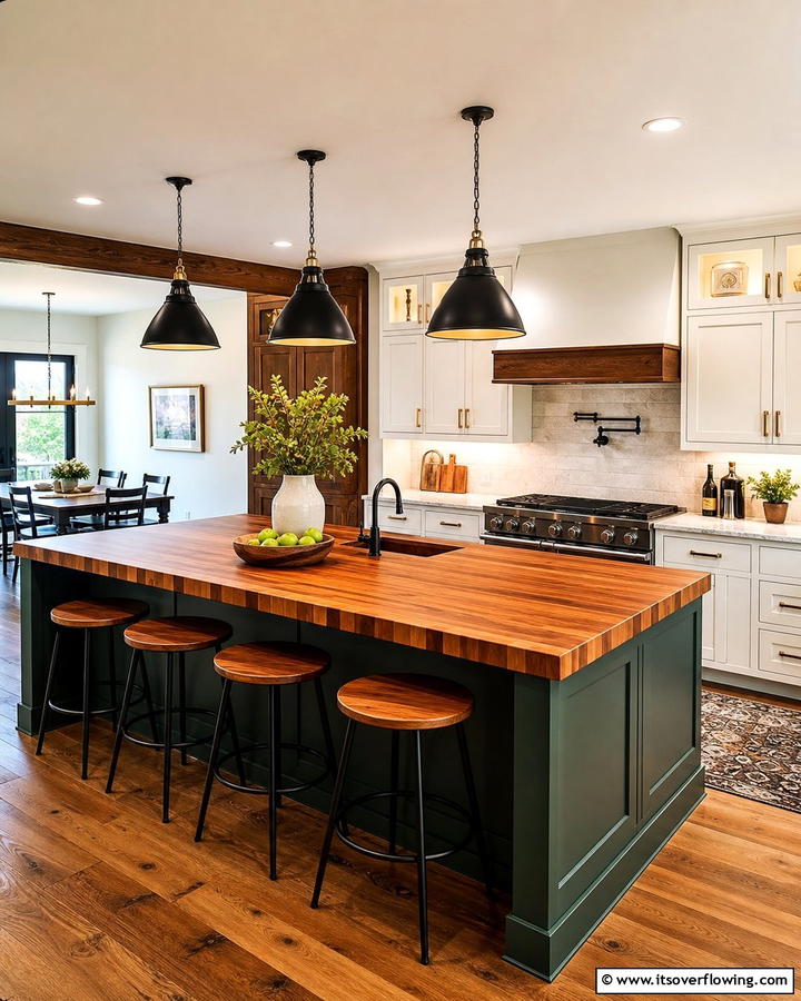 Functional Island Feature - 20 Kitchens with Butcher Block Countertops Ideas