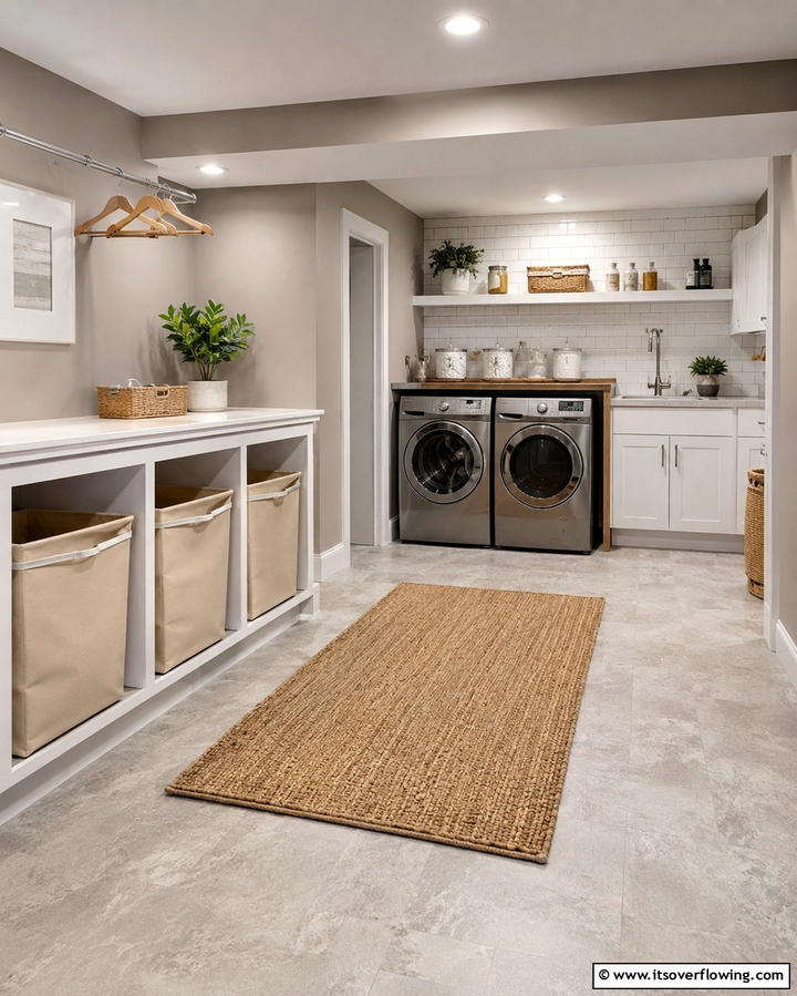Functional Layout with Zoned Areas - 30 Basement Laundry Room Ideas for Functional Utility Spaces