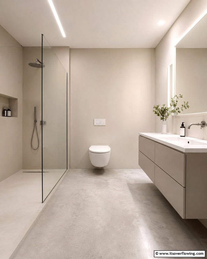 Functional Minimalist Approach - 30 Beige Bathroom Ideas for Timeless and Serene Design Schemes