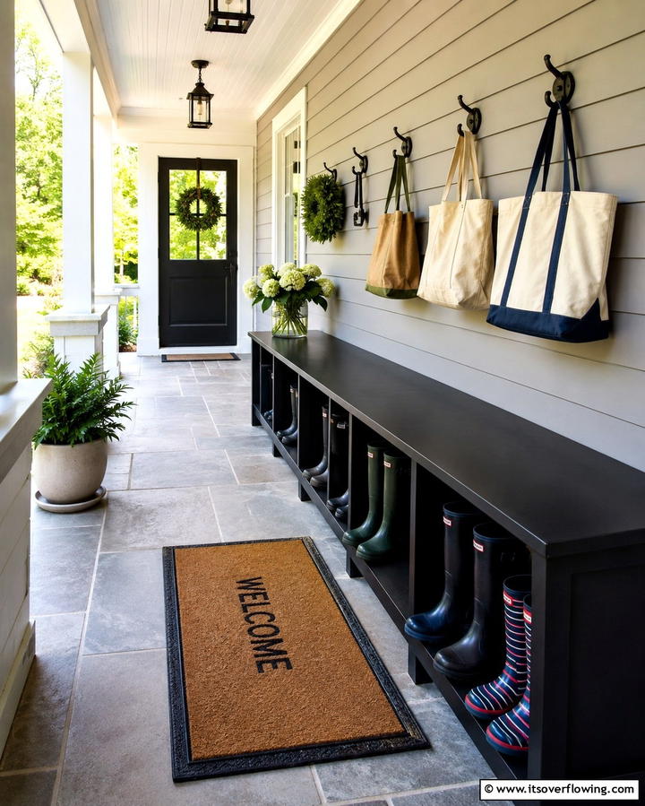 Functional Mudroom Alternative - 25 Side Porch Ideas to Enhance Your Outdoor Living Space