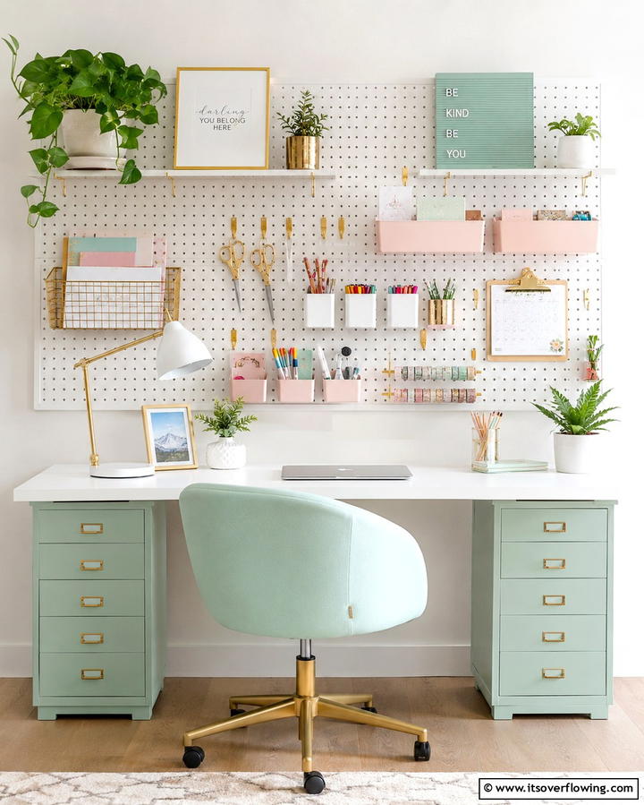 Functional Pegboard for Organization - 30 Home Office Ideas Designed Specifically for Her