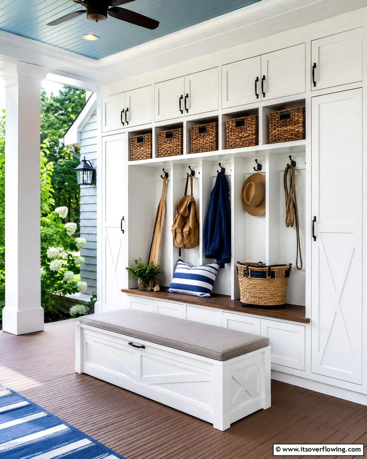 Functional Storage Solutions - 30 Barndominium Front Porch Ideas for Rustic Charm