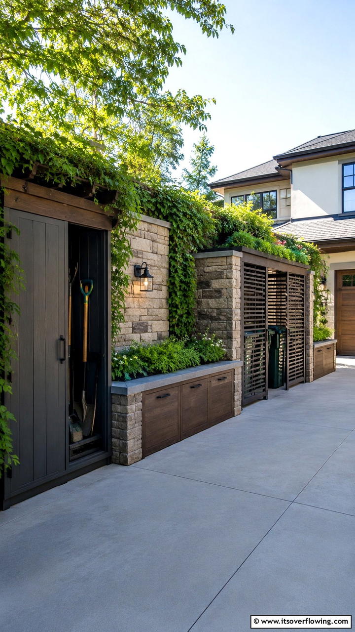 Functional Storage Solutions - 30 Driveway Landscape Ideas to Boost Curb Appeal
