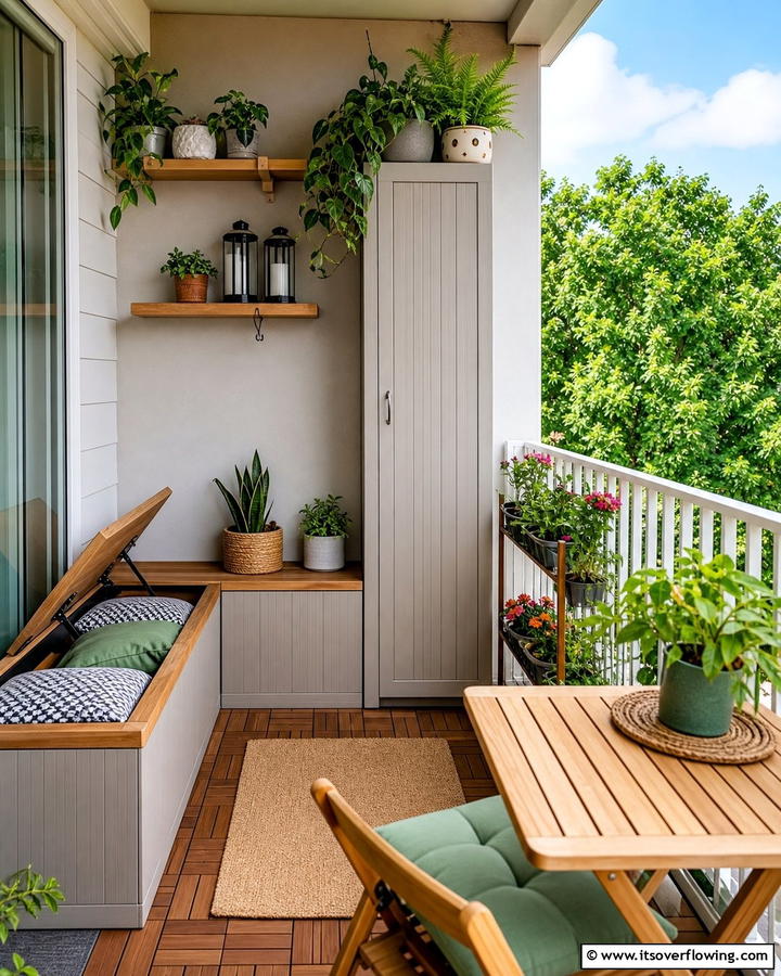 Functional Storage Solutions - 21 Small Balcony Decor Ideas for Cozy Outdoor Retreats