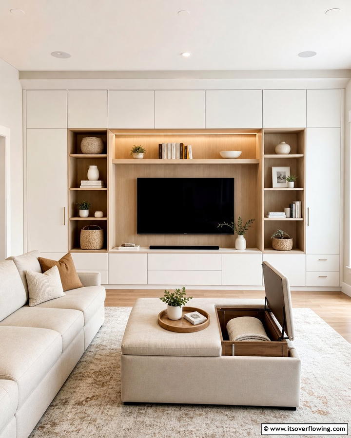 Functional Storage Solutions - 21 Cozy Living Room Ideas for Warm & Inviting Spaces