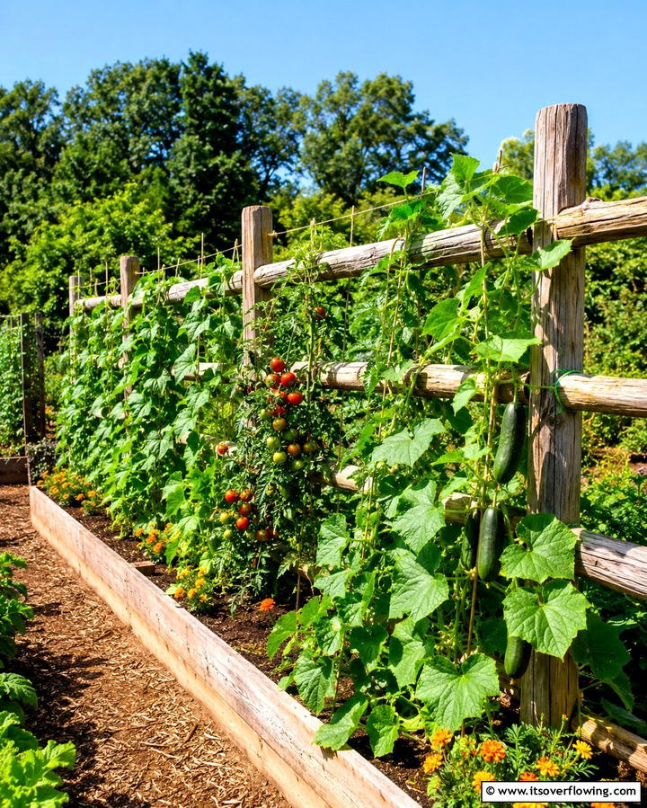 Functional Vegetable Garden Support - 30 Split Rail Fence Ideas for Rustic Outdoor Boundaries