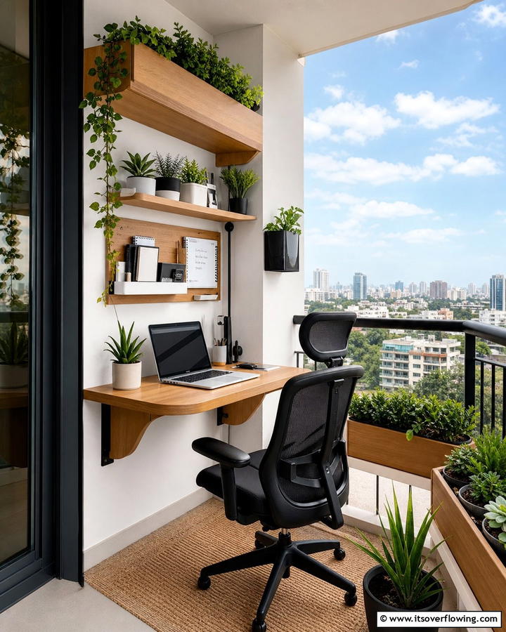 Functional Workspace Balcony - 21 Balcony Ideas to Turn Your Small Space into a Relaxing Retreat