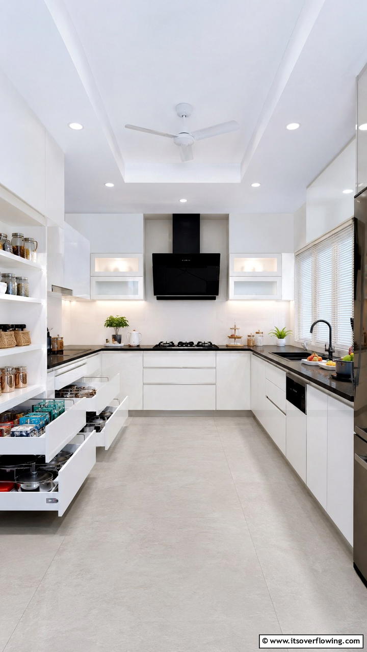 Functional Yet Stylish - 21 White Kitchen with Black Countertops Design Ideas