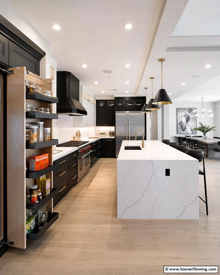 Functional and Stylish Layouts - 21 Striking Black & White Kitchen Ideas for Bold Spaces