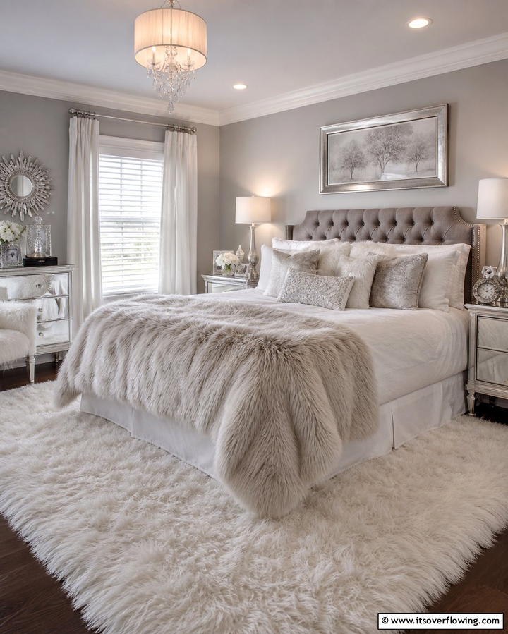 Fur Accents - 25 Glam Bedroom Ideas for a Luxurious Retreat
