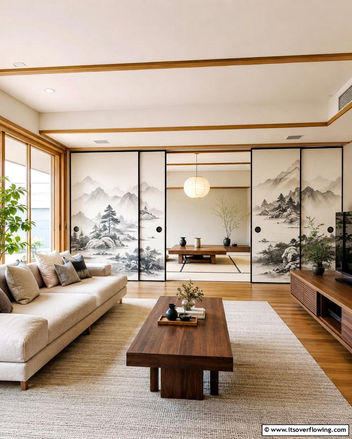 Fusuma Panels for Versatility - 25 Japanese Style Living Room Ideas for Serenity