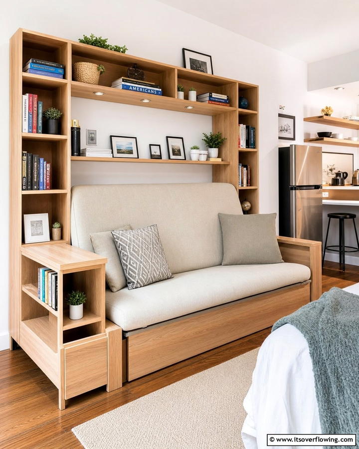 Futon with Built In Shelves - 20 Futon Bedroom Ideas for a Versatile and Stylish Space