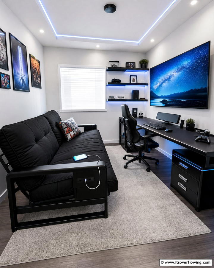 Futon with Built In USB Ports - 20 Futon Bedroom Ideas for a Versatile and Stylish Space
