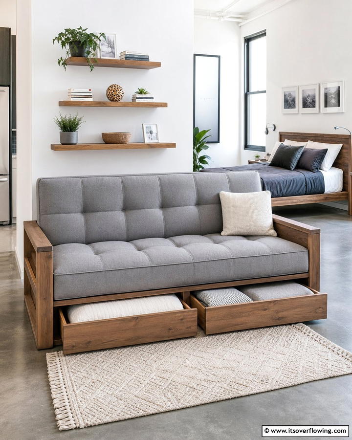 Futon with Storage Solutions - 20 Futon Bedroom Ideas for a Versatile and Stylish Space