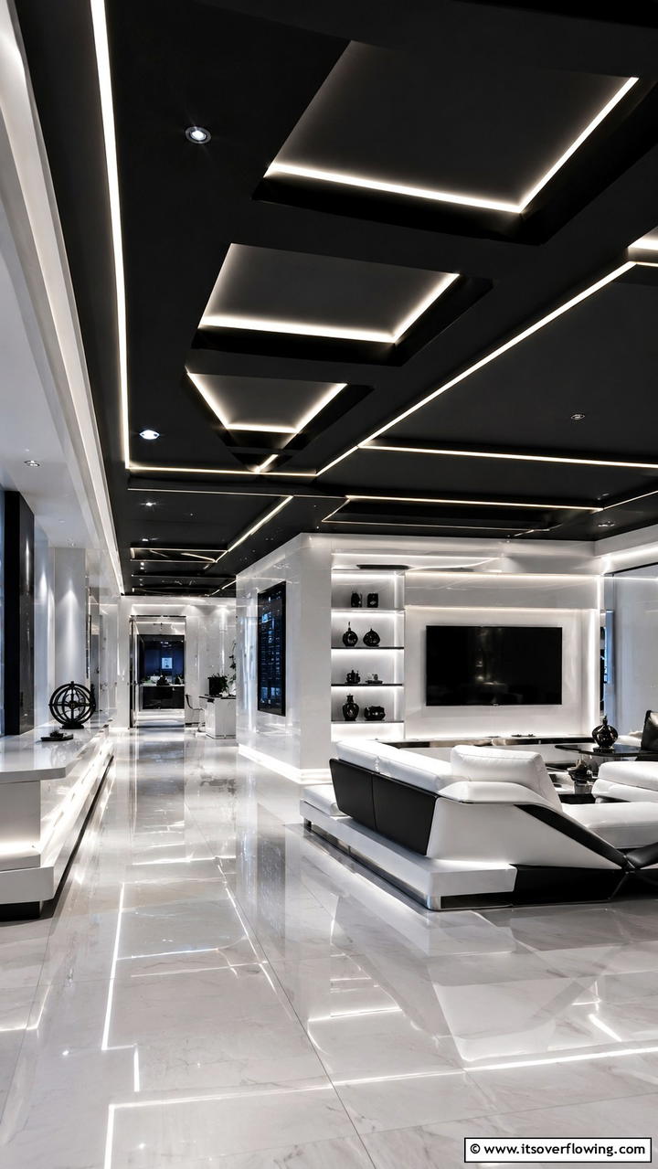Futuristic Black Illumination - 30 Black Ceiling Ideas to Add Depth and Drama Above