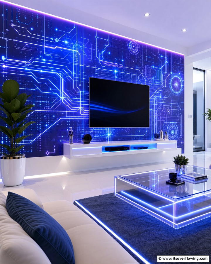 Futuristic Digital Designs - 21 Living Room Wallpaper Ideas to Refresh Your Decor