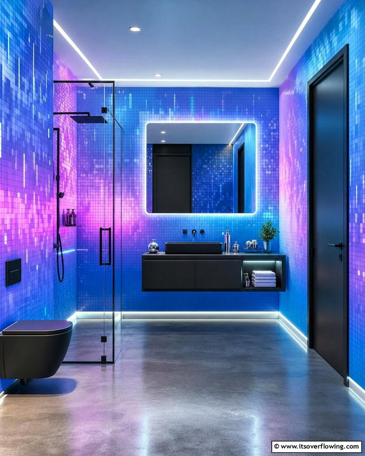 Futuristic Digital Designs - 21 Bathroom Wallpaper Ideas to Add Bold Patterns or Subtle Texture