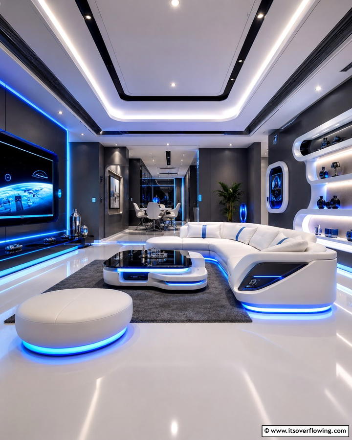 Futuristic Flair - 30 Striking Contrasting Living Rooms Featuring Dark Grey Walls