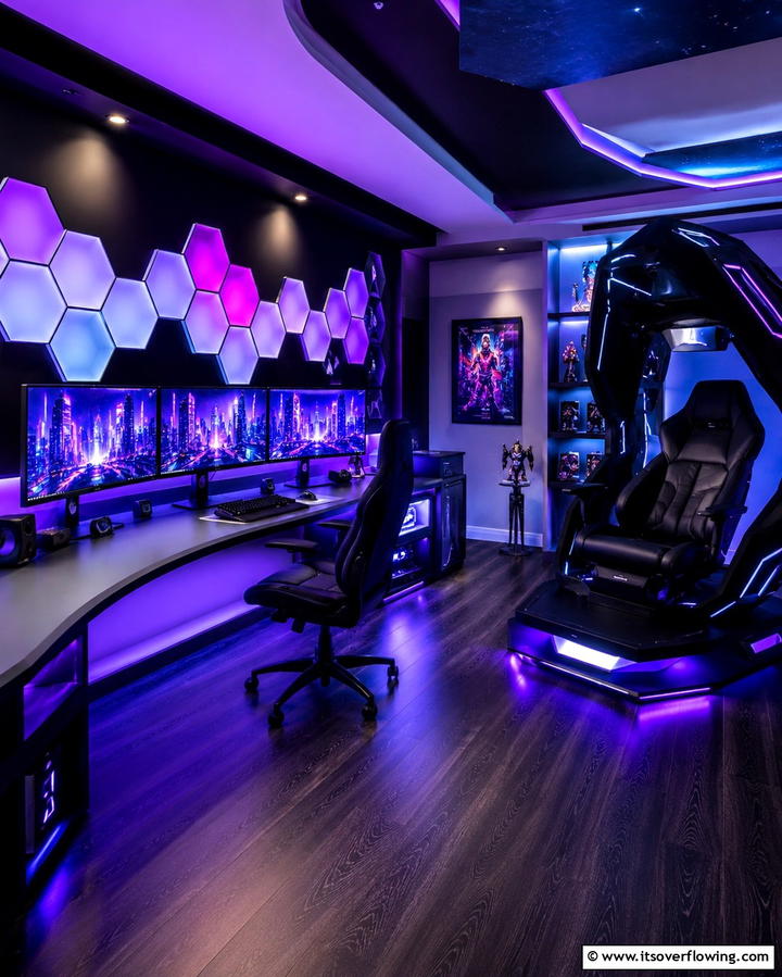Futuristic Gaming Den - 30 Aesthetic Room Ideas With LED Lights for Vibes