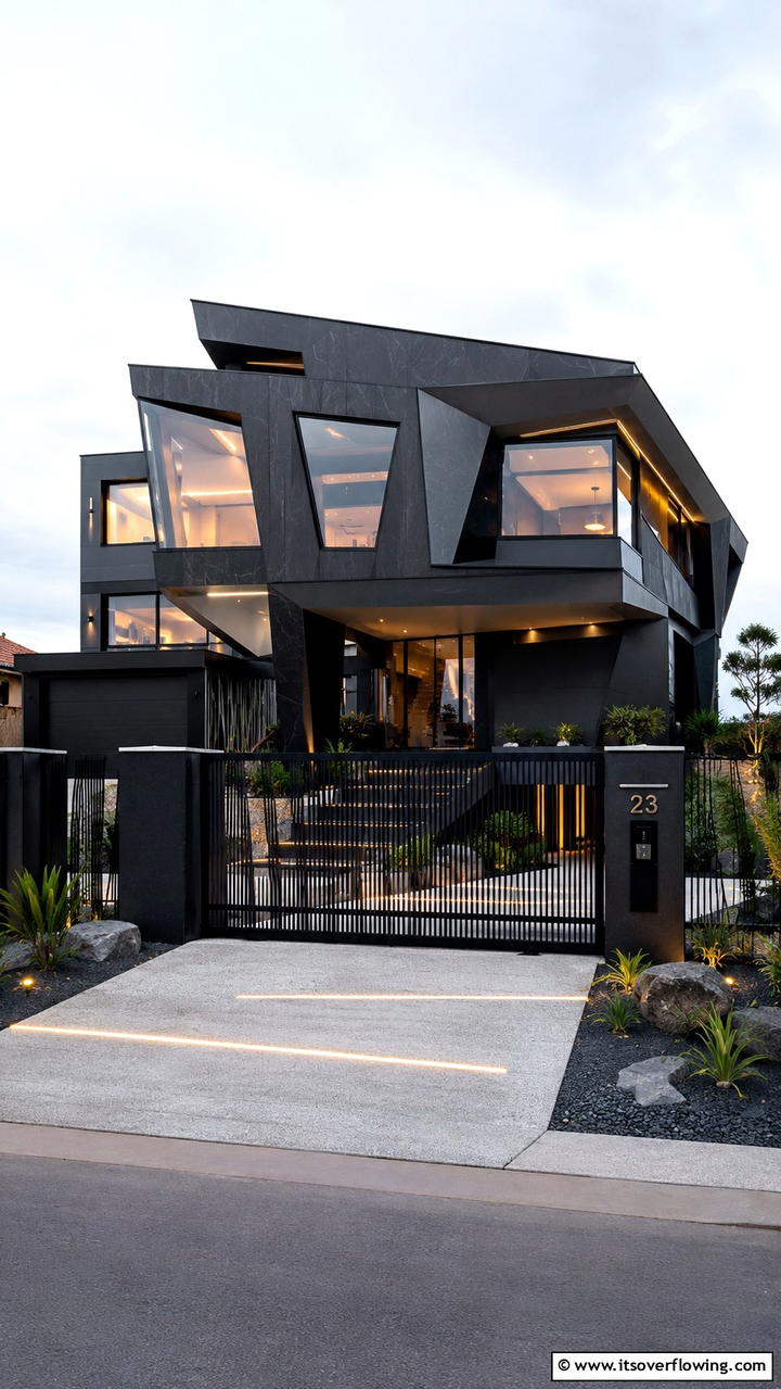 Futuristic Home with Innovative Black Windows - 30 Modern House Designs With Black Windows Inspiration