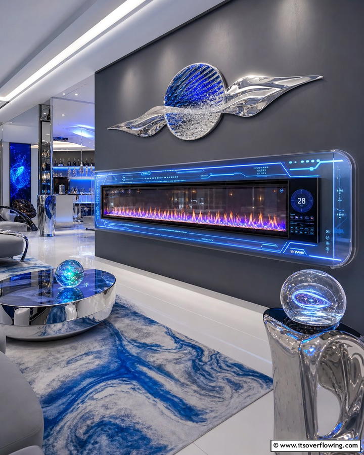 Futuristic Linear Fireplace Concept - 30 Linear Fireplace Ideas for Modern Home Heating