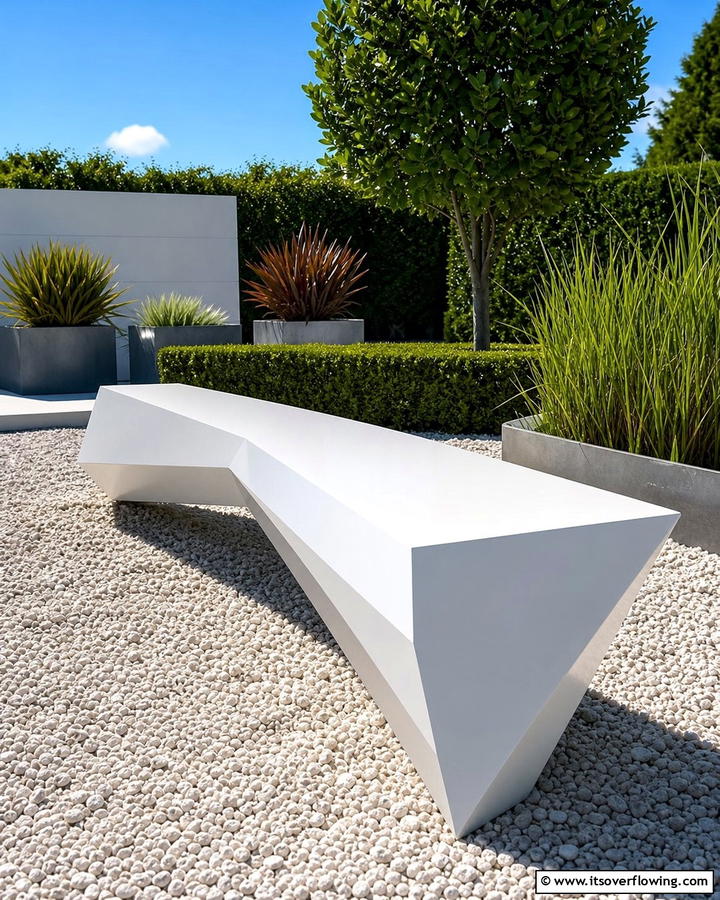 Futuristic Minimalist Bench - 30 Charming Garden Bench Ideas for Relaxing Outdoor Spaces