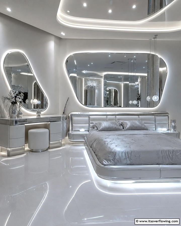 Futuristic Mirror Accents - 30 90s Bedroom Decor Ideas for Retro Rewind Style