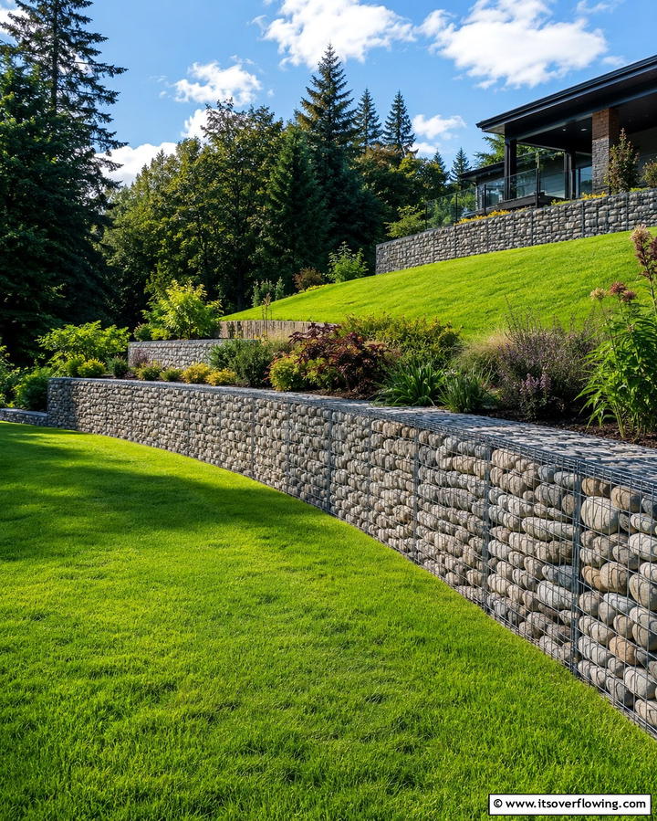 Gabion Basket Retaining WallExact - 25 Inexpensive Retaining Wall Ideas for Your Yard