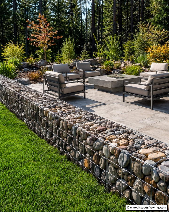 Gabion Basket Retaining WallOne - 25 Inexpensive Retaining Wall Ideas for Your Yard