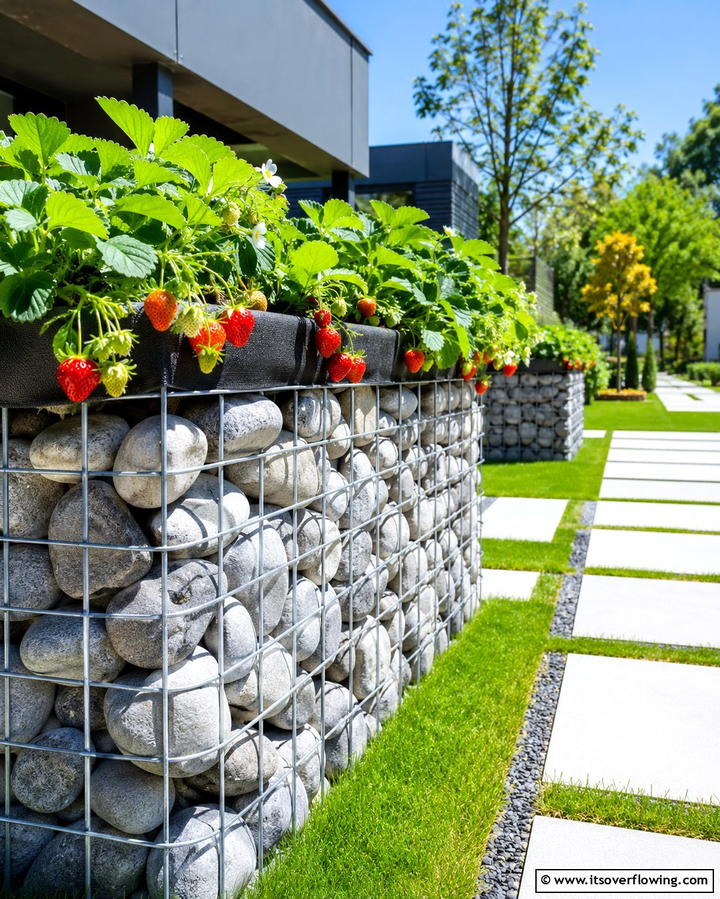 Gabion Baskets - 25 Strawberry Planter Ideas for Fresh Homegrown Berries