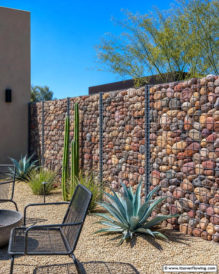 Gabion Fence for Rustic Appeal - 25 Small Garden Fence Ideas for Your Outdoor Space