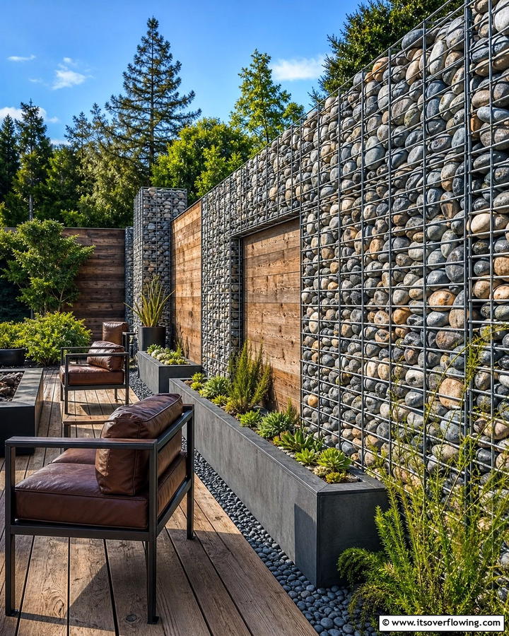 Gabion Privacy Wall - 20 Deck With Privacy Wall Ideas for Cozy Spaces