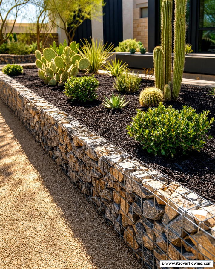 Gabion Wall Edging for Mulch - 20 Mulch Edging Ideas to Define and Beautify Your Garden Beds