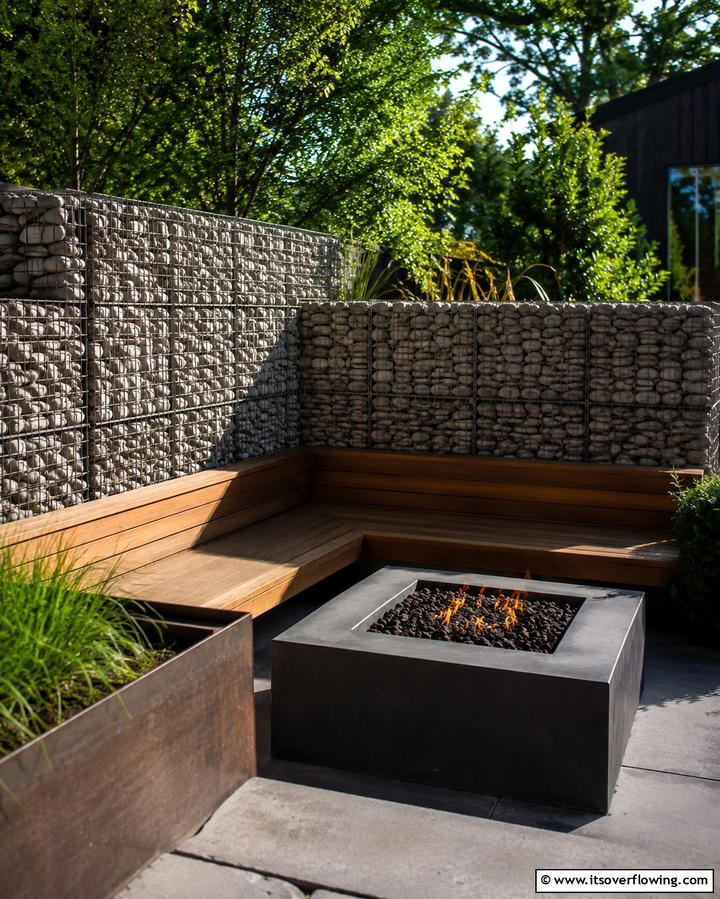Gabion Walls - 25 Privacy Patio Ideas for a Secluded Outdoor Oasis
