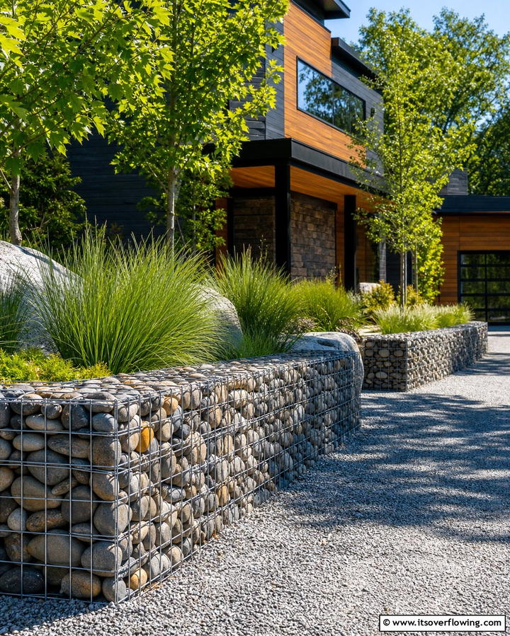 Gabion Walls for Edging - 25 Gravel Driveway Edging Ideas for a Polished Look