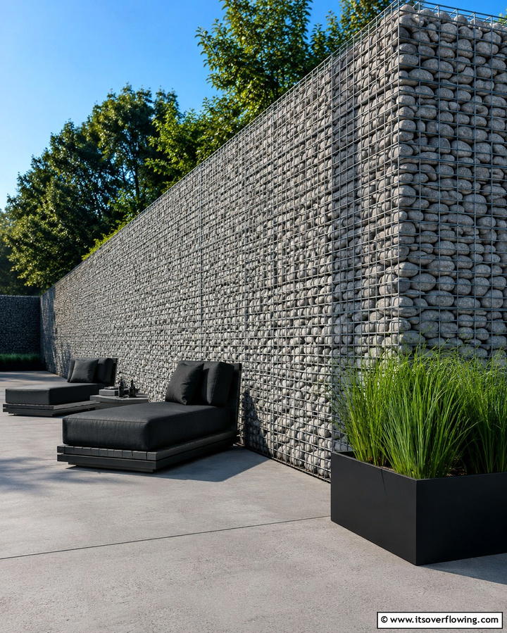 Gabion Walls with Stones - 30 Cheap Ways to Block Neighbors View in Your Garden