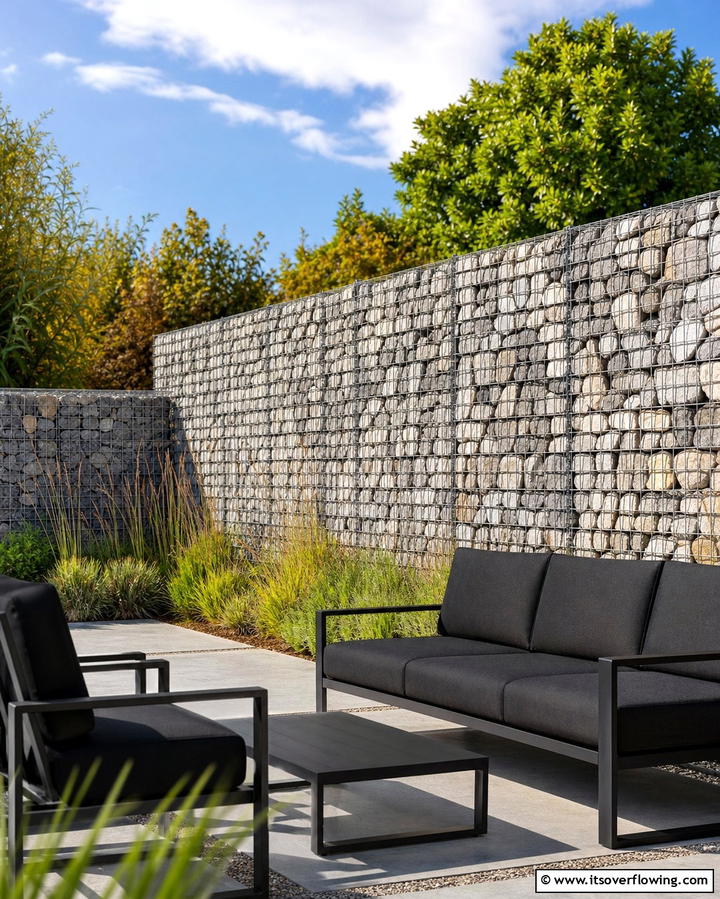 Gabion Walls - 25 Outdoor Privacy Screen Ideas for Secluded Spaces