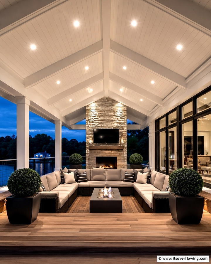 Gable Roof with Built In Lighting - 25 Gable Patio Roof Design Ideas for a Stylish Outdoor Space