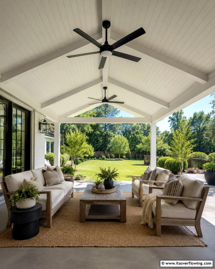 Gable Roof with Ceiling Fans - 25 Gable Patio Roof Design Ideas for a Stylish Outdoor Space