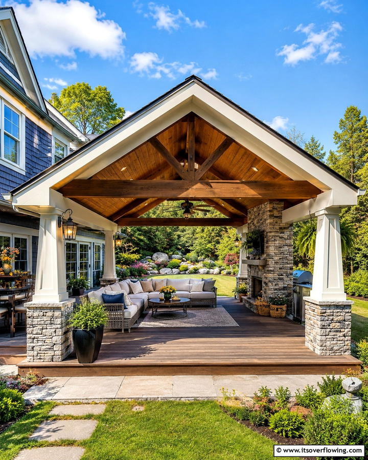 Gabled Roof for Spacious Ambiance - 25 Covered Deck Ideas for Year-Round Outdoor Living
