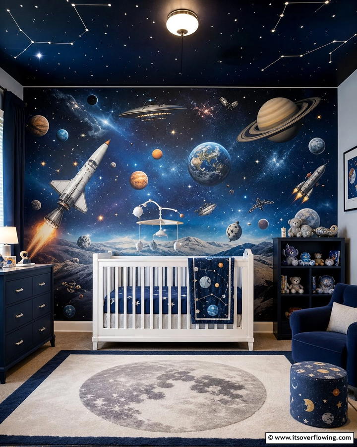 Galactic Wall Mural - 20 Star Wars Nursery Ideas for the Ultimate Fan Baby Room